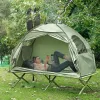1 Person Folding Camping Cot, Portable Outdoor with Carry Bag, 2-in-1 Elevated Camping Bed Tent Single