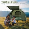 1-Person Folding Camping Tent with Sunshade and Air Mattress
