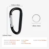 10 PCS Black Carabiner, Caribeaner Clip, Spring Snap Hook for Keychain Clip, 3.07" Aluminum Alloy D Ring Shape Carabeaner with 20 PCS Keyring