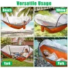 3-in-1 Camping Hammock with Automatic Pop-Up Mosquito Net, Lightweight 70D Nylon Portable Hammock Supports 440lbs