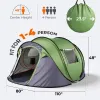 4 Person Pop Up Tent for Camping, Waterproof Instant Family Tent with Front Awning, Automatic Tent Throw Pop Up Instant Flip Pop Tent for Camping