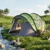 4 Person Pop Up Tent for Camping, Waterproof Instant Family Tent with Front Awning, Automatic Tent Throw Pop Up Instant Flip Pop Tent for Camping