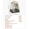 Camping Shower Tent, 1 Room, Foldable Privacy Tent Changing Room with Ground Stakes, Ropes, Carry Bag, and Crossbar