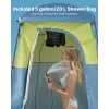 Camping Shower Tent, 1 Room, Portable Privacy Tent Changing Room with Shower Bag, Ground Stakes, Ropes, Carry Bag, and Support Poles