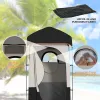 Camping Shower Tent, Portable Privacy Shelter with Solar Shower Bag, Removable Floor and Carrying Bag, Black