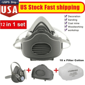 Reusable Half Face Cover Respirator Dust Mask for Woodworking Painting Welding(Logistics only For USPS.TK/TMEU only For self-pickup)