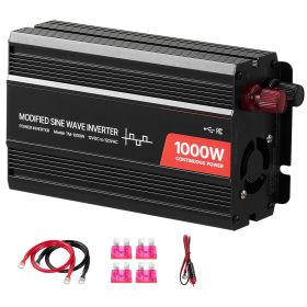 1000W Power Inverter, 12V DC to 120V AC Modified Sine Wave Inverter, Car Charger Converter with USB & Type-C Port, 2 AC Outlets, LED Indicator Light