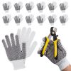 Work Gloves (White Polyester Cotton Blend, PVC Palm Dots, 9.5-inch String Knit)