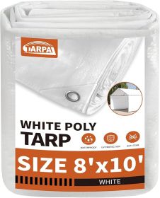 8'x10' White Tarp Waterproof 7.5 mil Medium Duty All Purpose Poly Tarps Cover Waterproof,Snow Proof UV Protection,Rip and Tear Proof,Poly Tarpaulin