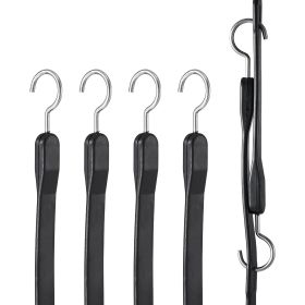 4 Piece Flat Bungee Cord, 20 mm Heavy Duty Bungee Straps with Steel S-Hooks, 40" Elastic Bungee Rope for Cargo, Tarps, Trucks and Tent, Black