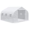Outdoor Walk-In Tunnel Greenhouse Hot House with Roll-up Windows, Zippered Door, PE Cover 11.5' x 9.8' x 6.5' AS ( Amazon Shipping)