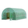 Walk-in Tunnel Greenhouse, 19.4x9.7x7.4 ft Hoop House Greenhouse Tunnel, Plant Hot House with Galvanized Steel Frame, Green PE Cover