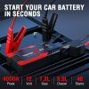 4000 AMP PEAK Car Jump Starter Jumper Box 51.8WH Power Bank 12V Battery Charger 7.2L Gas Engine 5.5L Diesel Engine LCD Display Multifunctional Emergen
