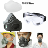 Half Face Cover Respirator Dust Mask Safety +10 Filters + anti-fog Goggles for Sanding Woodworking