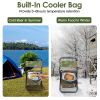 Collapsible Fishing Chair with Built-in Insulated Cooler Bag, Portable Oxford Outdoor Chair with Backrest
