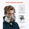 Respirator Mask, Reusable Half Face Cover with Safety Glasses and Filters, Organic Vapor Mask and Dust-proof Face Cover, for Painting, Polishing