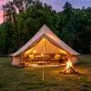 13.1FT Oxford Bell Tent for Family Camping Spacious Yurt Tent with Stove Jack, 4 Season Glamping Shelter, Waterproof Oxford Hot Tent for 4-8 People