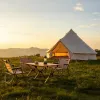 13.1FT Oxford Bell Tent for Family Camping Spacious Yurt Tent with Stove Jack, 4 Season Glamping Shelter, Waterproof Oxford Hot Tent for 4-8 People