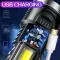 LED Flashlight Torch Rechargeable Work Light Built-in Battery