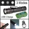 LED Flashlight USB Rechargeable Tactical Zoom Torch Powerful Mini Pen Light Work Light For Camping