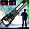 LED Super Powerful Rechargeable Torch Flood Light,Focus Adjustable Water Resistant Handheld Light For Outdoor Camping, Fishing, Hunting, Climbing (Option: Black)