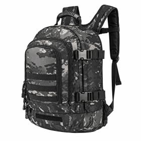 Military Outdoor Backpack Expandable Backpack Tactical Daypack With Waist Strap for Hiking Hunting Outdoor (Color: Black Camo)