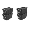 Large Wheeled Industrial Storage Bin, 40 Gallon Rugged Plastic Storage Tote with Latch Lid and Pull Handle, 2 Pack