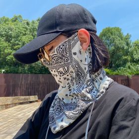 Fashion Punk Sunscreen Mask For Men Women Summer Face Neck UV Protection Ear Scarf Hip Hop Outdoor Sports Cycling Bandana Scarfs (Color: White)