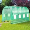Walk-in Tunnel Greenhouse with Watering System Heavy Duty Portable Green House Protect Gardening Plants 1 Zipper Mesh Door, 8 Roll-up Windows