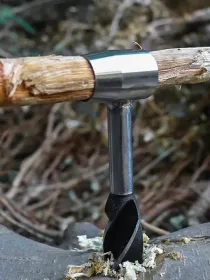 Outdoor Camping Survival Drilling Chopping Wood Tools (Color: Brown, Drill Length: 10.3 in)