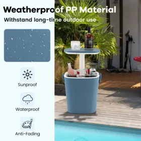 Portable Cooler Bar Table with Bottle Opener for Camping Travel (Color: Blue, Type: Outdoor Coolers)